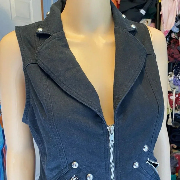 Twentyone Motorcycles Jacket Lady M CottonBlend Breathable Black Sleeveless Goth - Picture 10 of 12